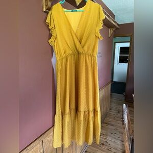 Yellow Ruffled Women's Dress